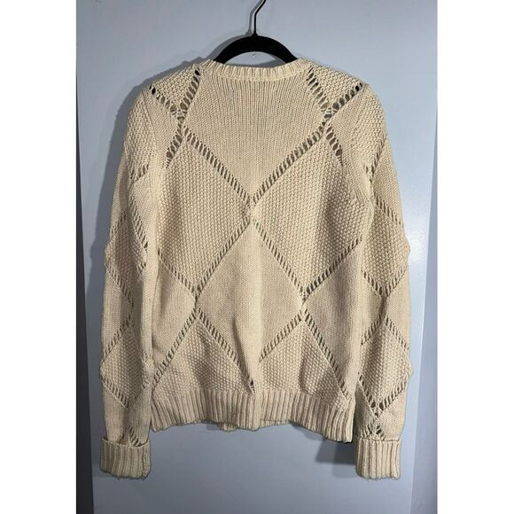 Zadig & Voltaire cream alpaca wool sweater with leather snap placket size small - Picture 5 of 8